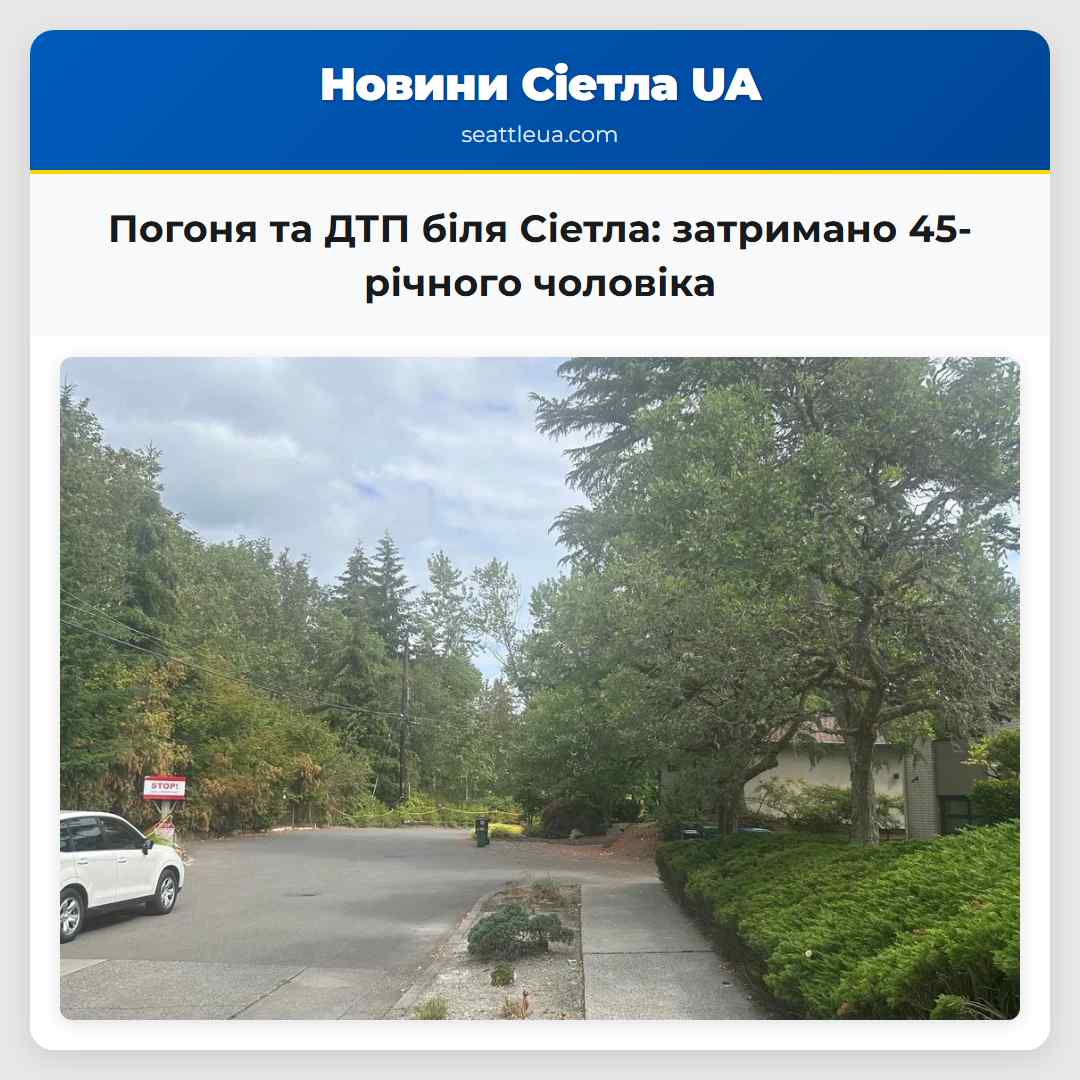 Поліція Сіетла затримала 45-річного чоловіка після погонї та аварії біля озера Вашингтон