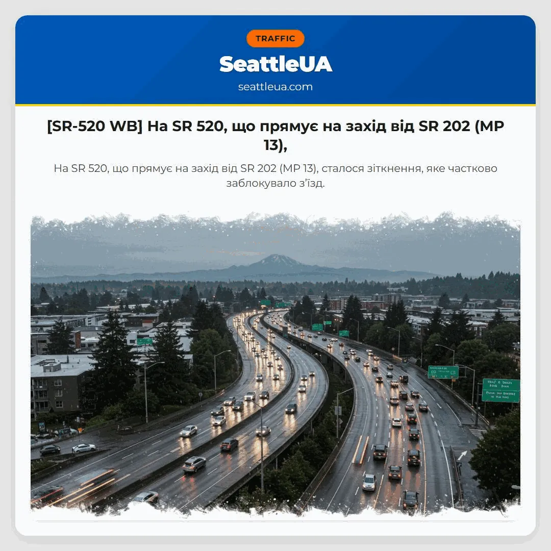 [SR-520 WB] На SR 520, що прямує на захід від SR 202 (MP 13),
