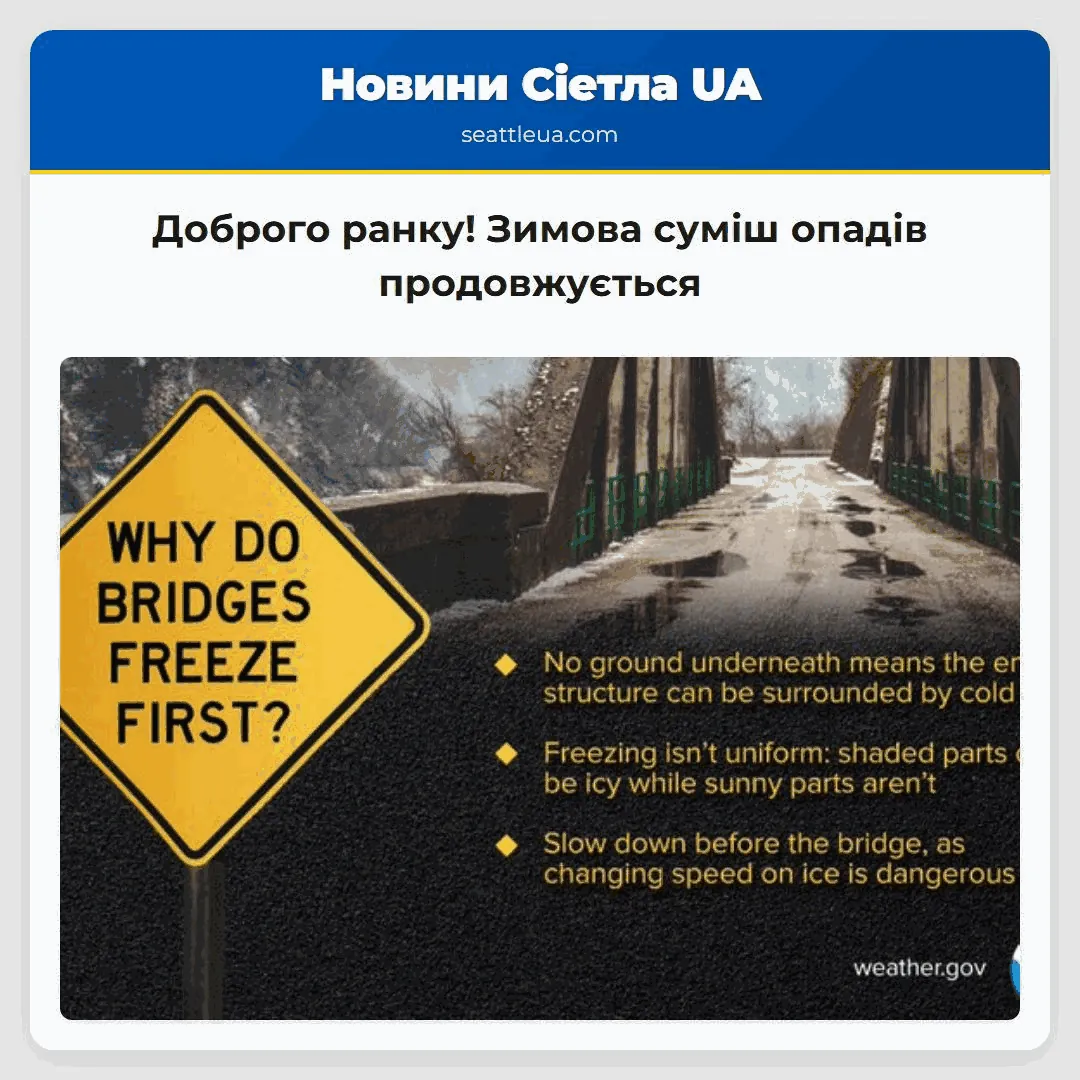 Доброго ранку! Зимова суміш опадів продовжується