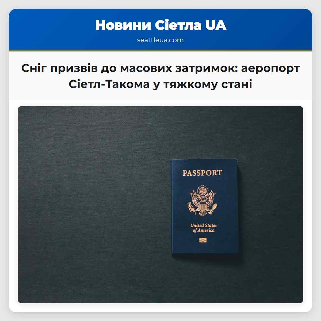 Сніг призвів до масових затримок аеропорт Сіетл-Такома у тяжкому стані