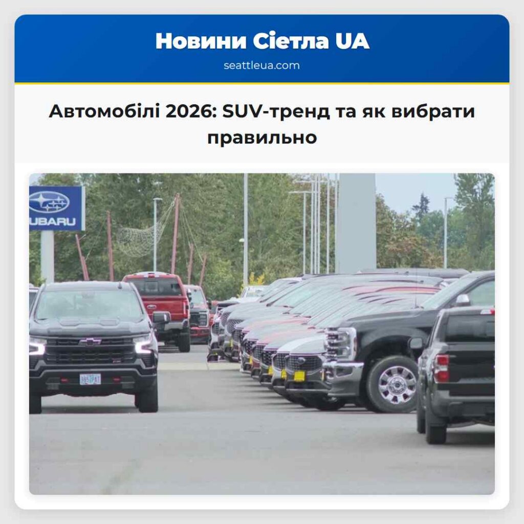 Автомобілі 2026: SUV-тренд та як вибрати правильно