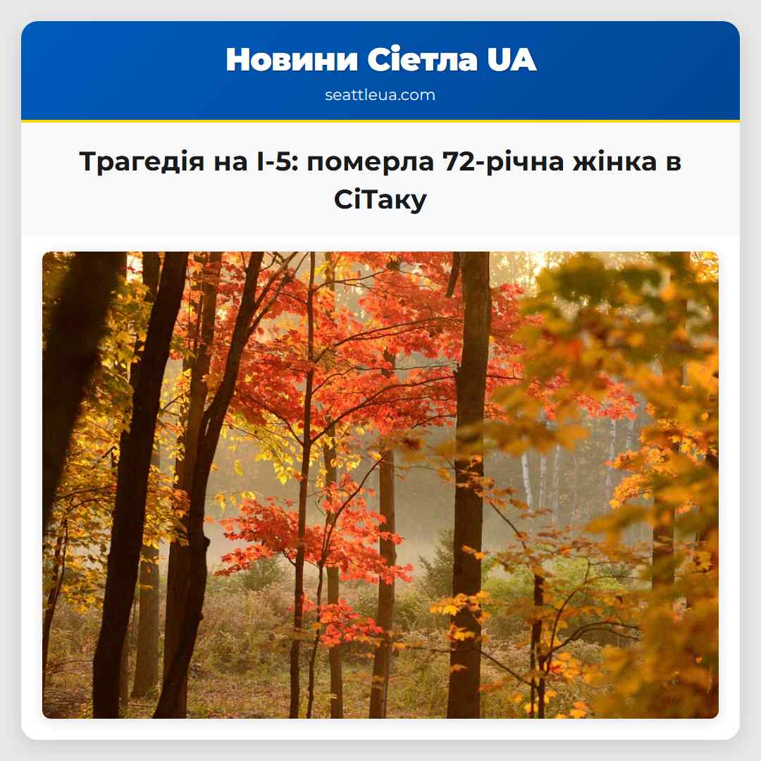 Трагедія на I-5 померла 72-річна жінка під час випадку в СіТаку