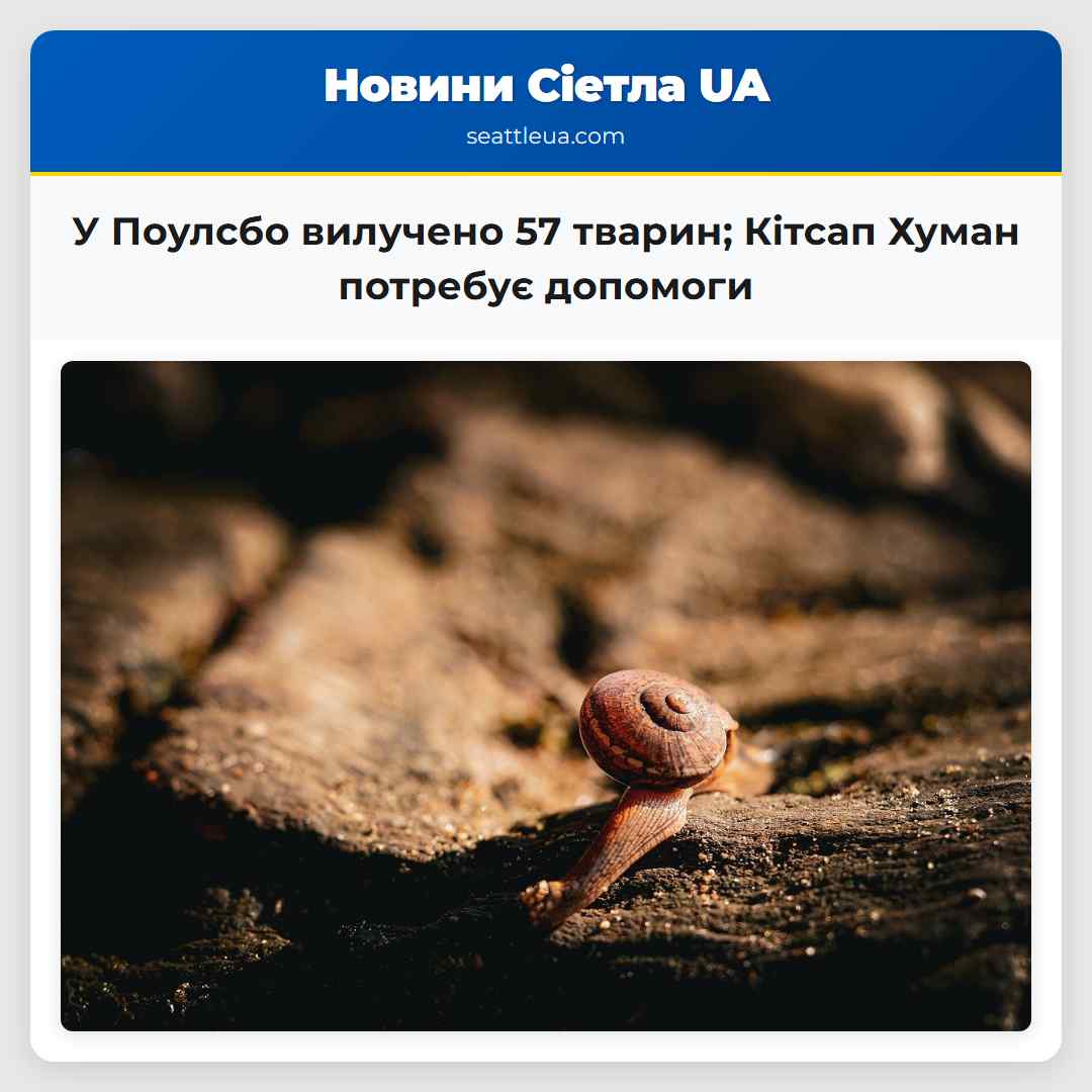 У Поулсбо вилучено 57 тварин; Кітсап Хуман