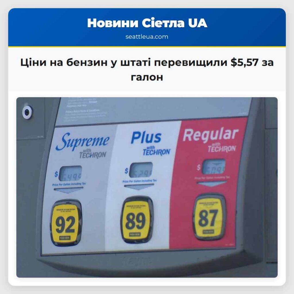 Ціни на бензин у штаті перевищили $5,57 за галон