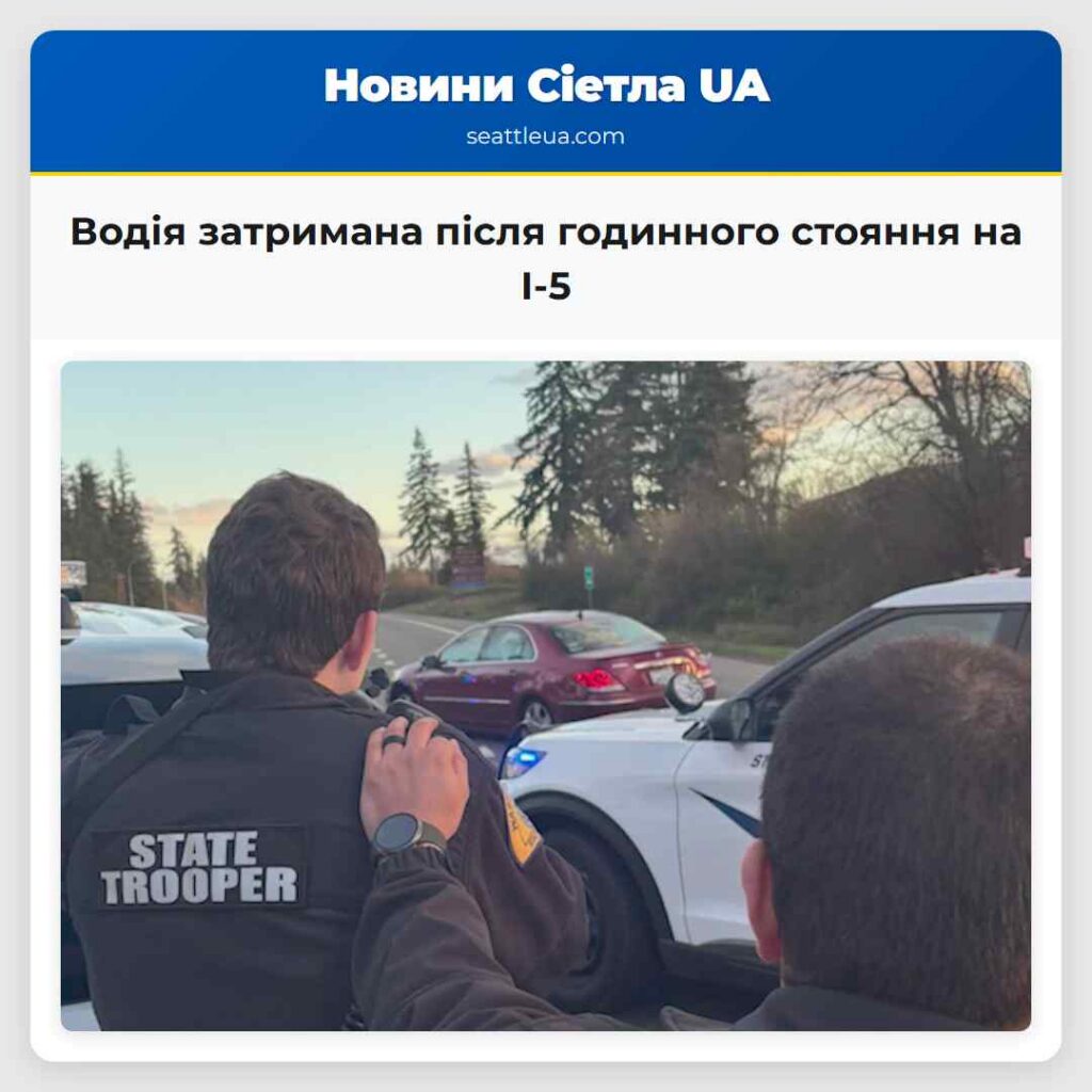 Водія затримана після годинного стояння на I-5