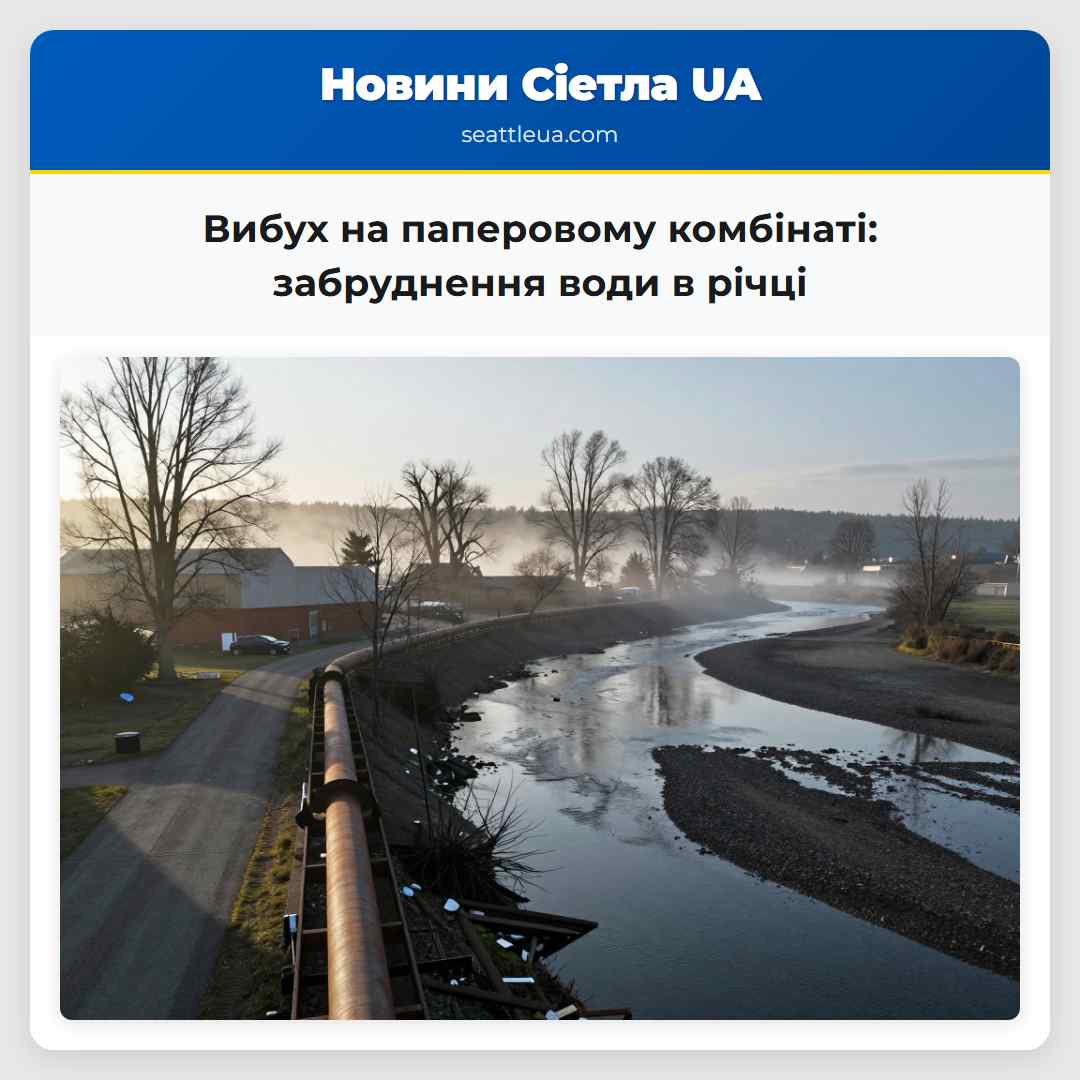 Вибух на паперовому комбінаті забруднення води в річці