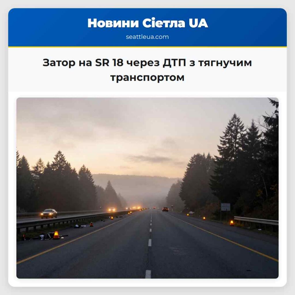 Затор на SR 18 через ДТП з тягнучим транспортом
