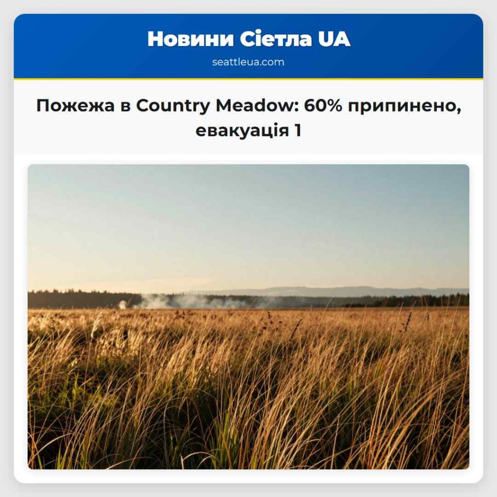 Пожежа в Country Meadow: 60% припинено, евакуація