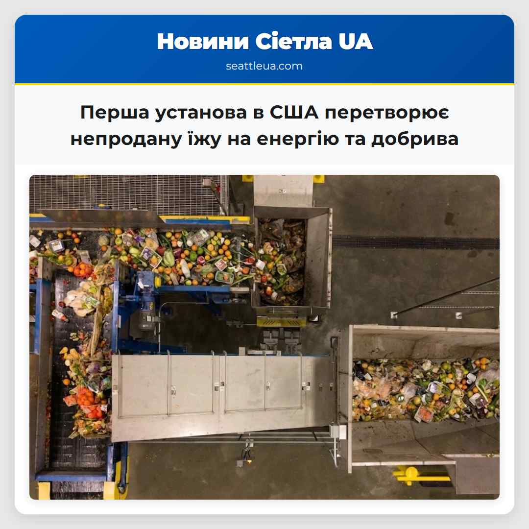 Перша установа в США перетворює непродану їжу на енергію та добрива