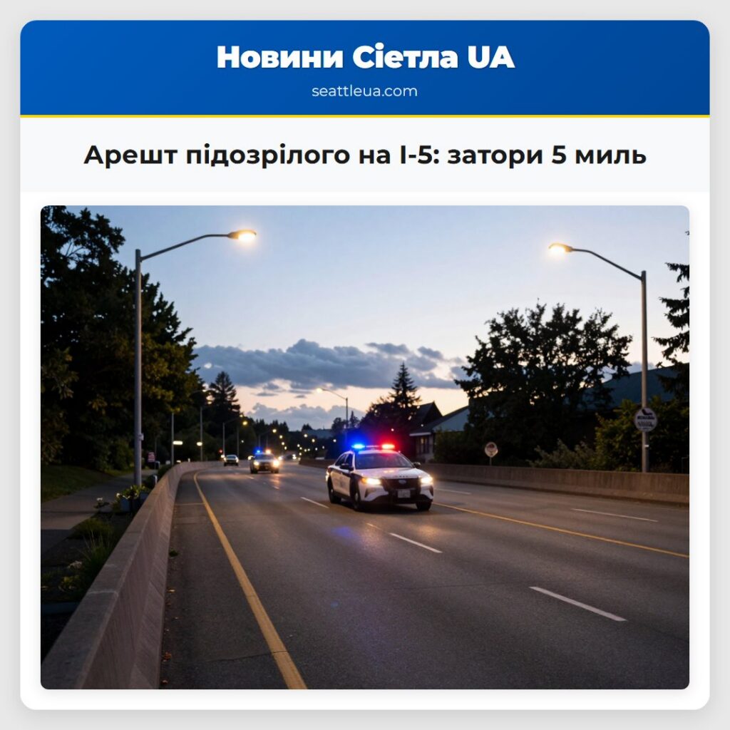 Арешт підозрілого на I-5: затори 5 миль