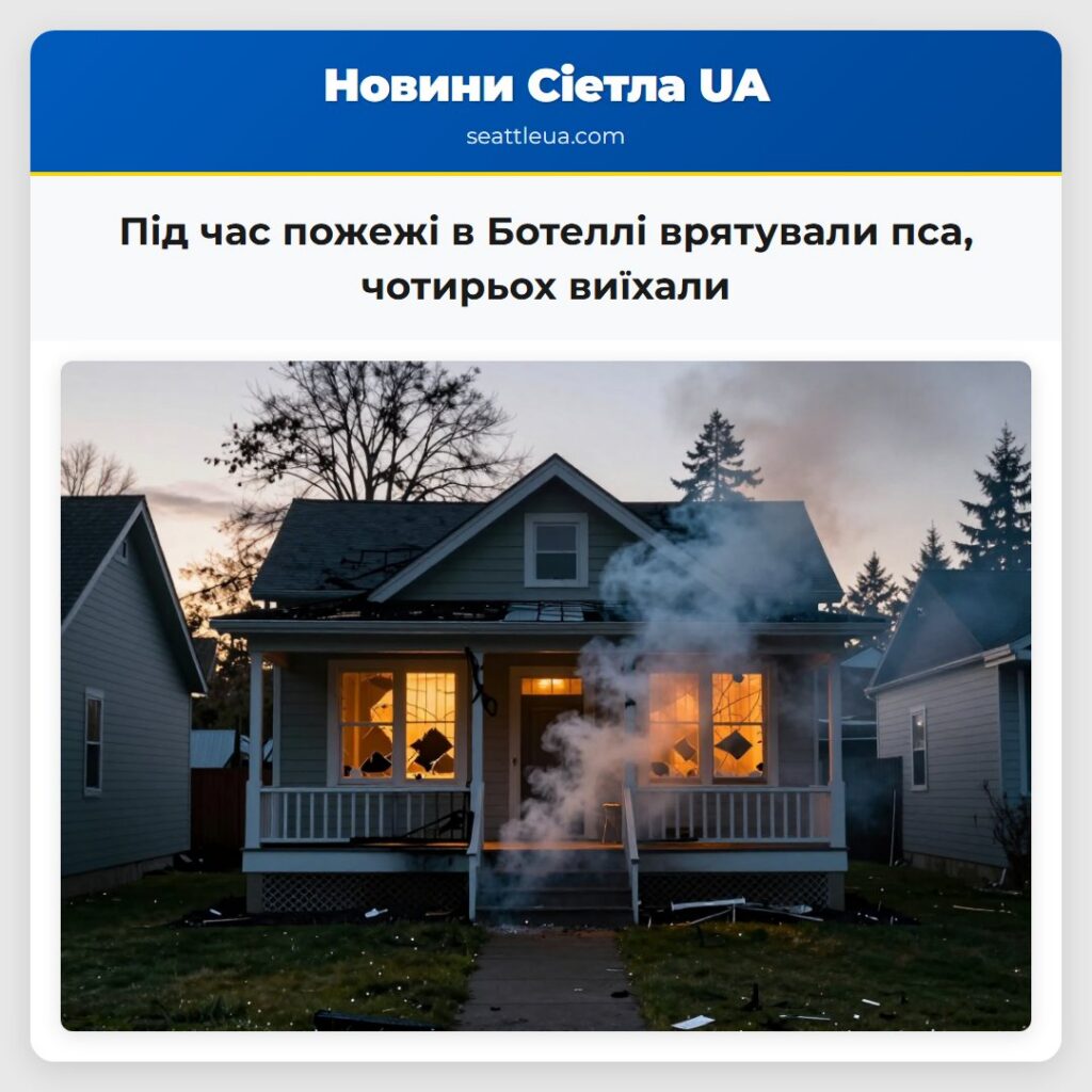 Під час пожежі в Ботеллі врятували пса, чотирьох