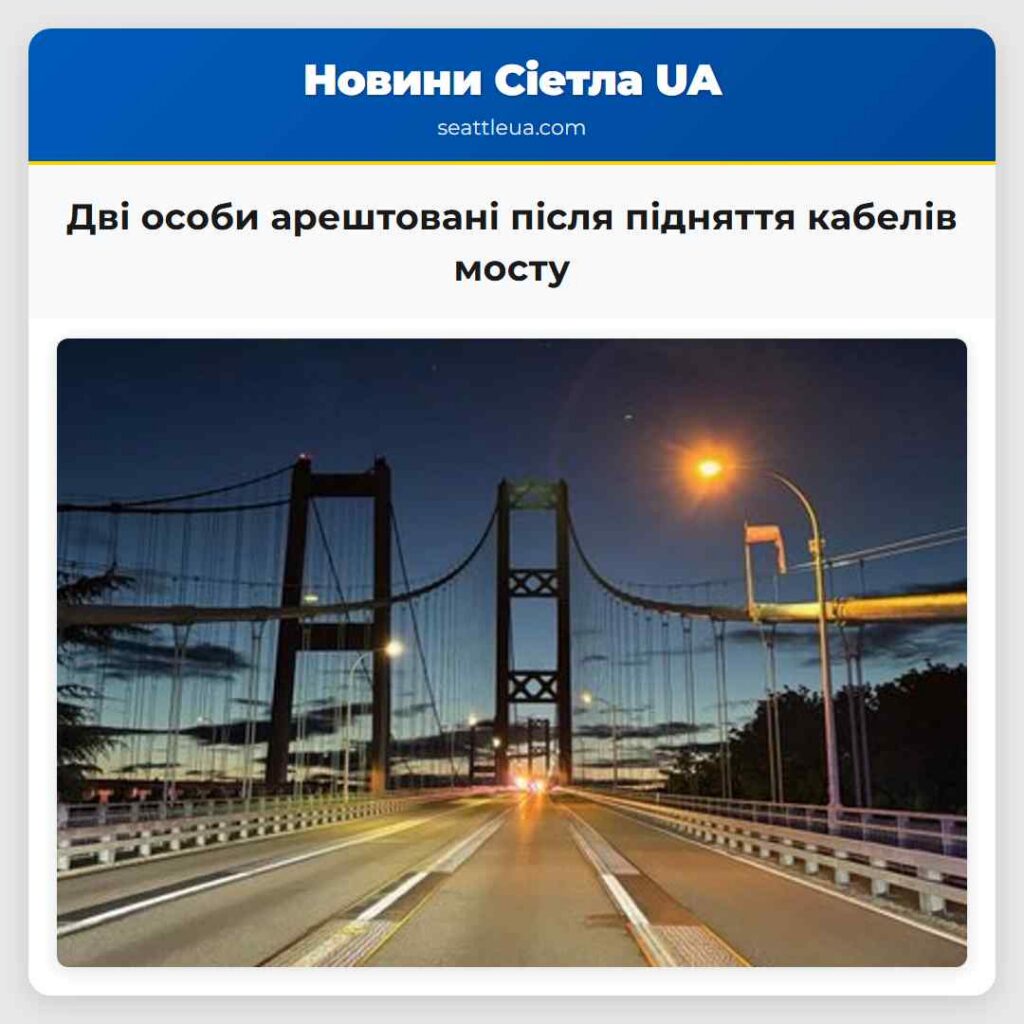 Дві особи арештовані після підняття кабелів мосту