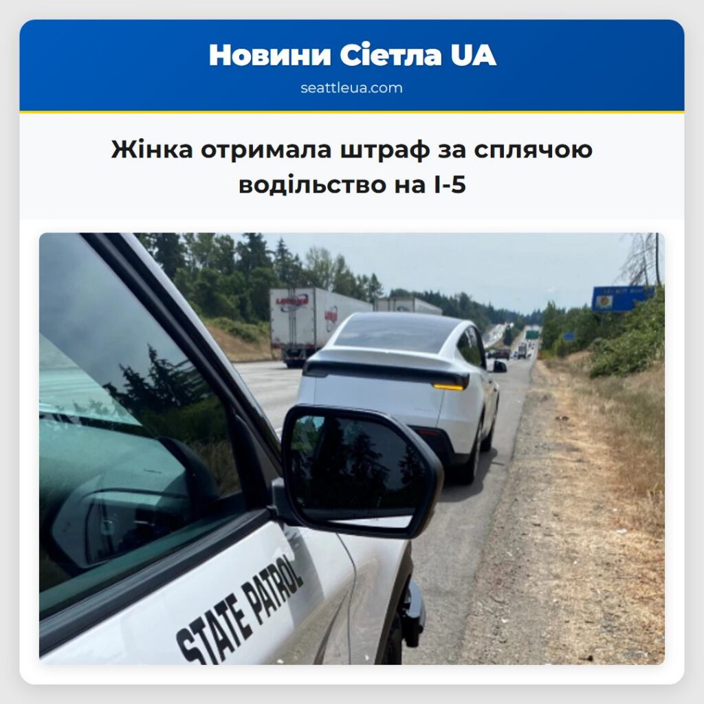 Жінка отримала штраф за сплячою водільство на I-5