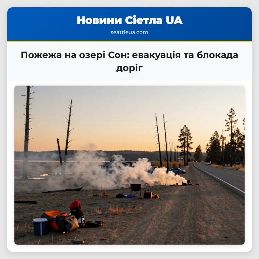 Пожежа на озері Сон: евакуація та блокада доріг