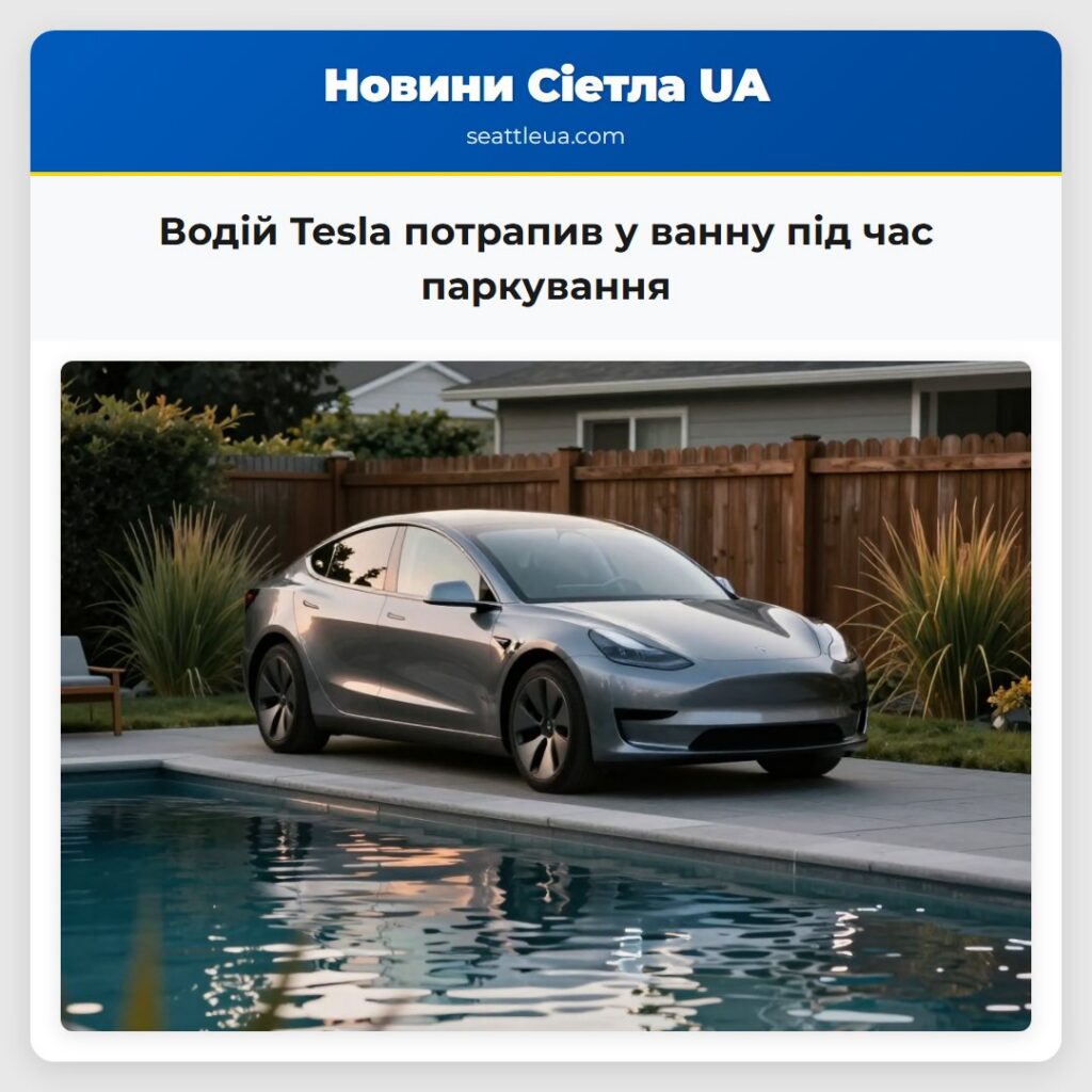 Водій Tesla потрапив у ванну під час паркування
