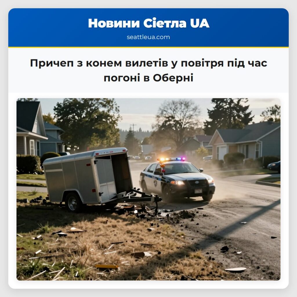 Причеп з конем вилетів у повітря під час погоні в