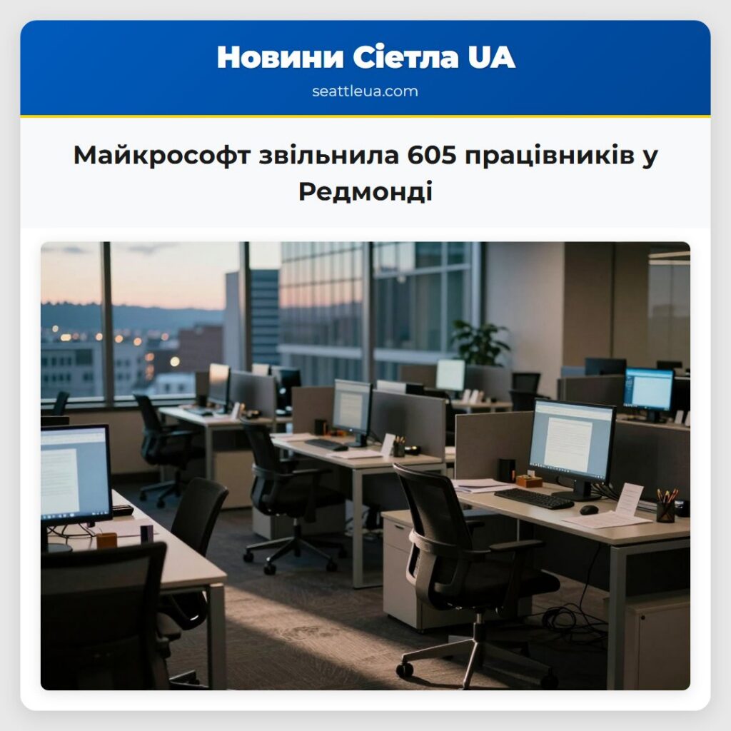 Майкрософт звільнила 605 працівників у Редмонді