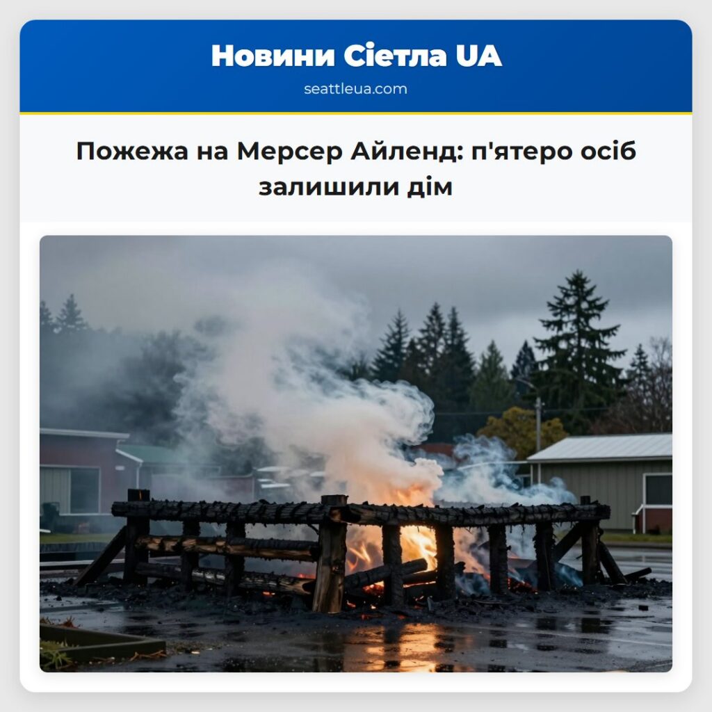Пожежа на Мерсер Айленд: п'ятеро осіб залишили дім