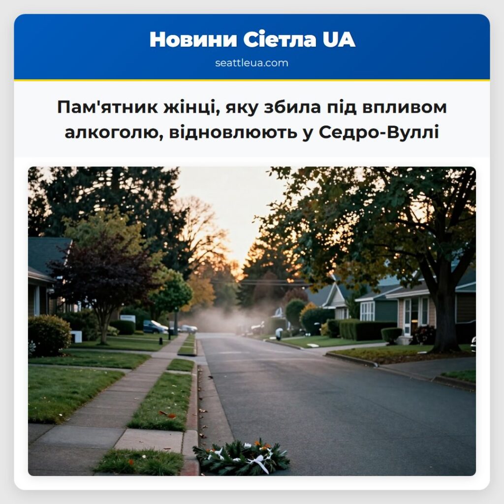 Пам'ятник жінці, яку збила під впливом алкоголю,
